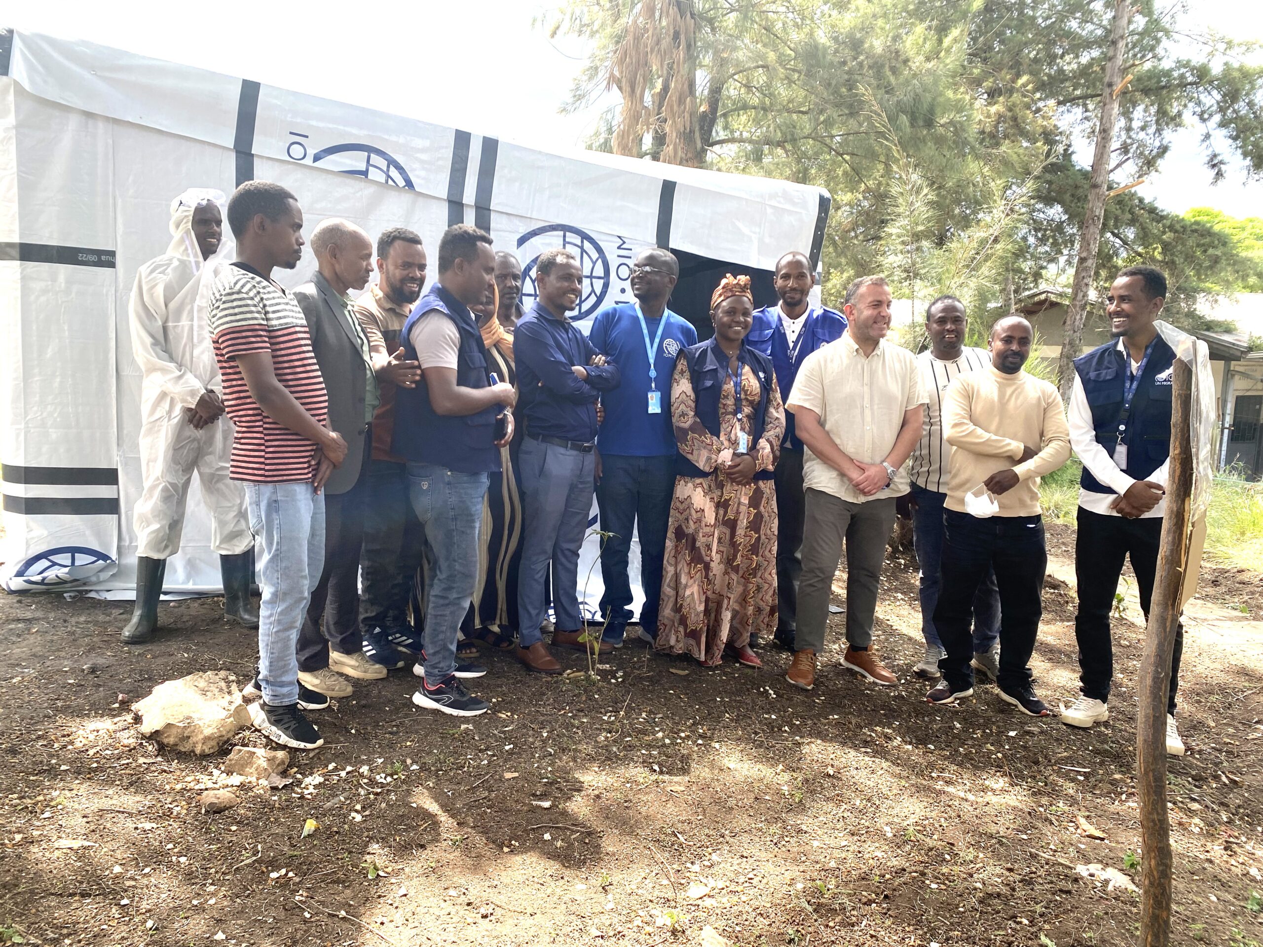 IOM team group photo at field site in Ethiopia